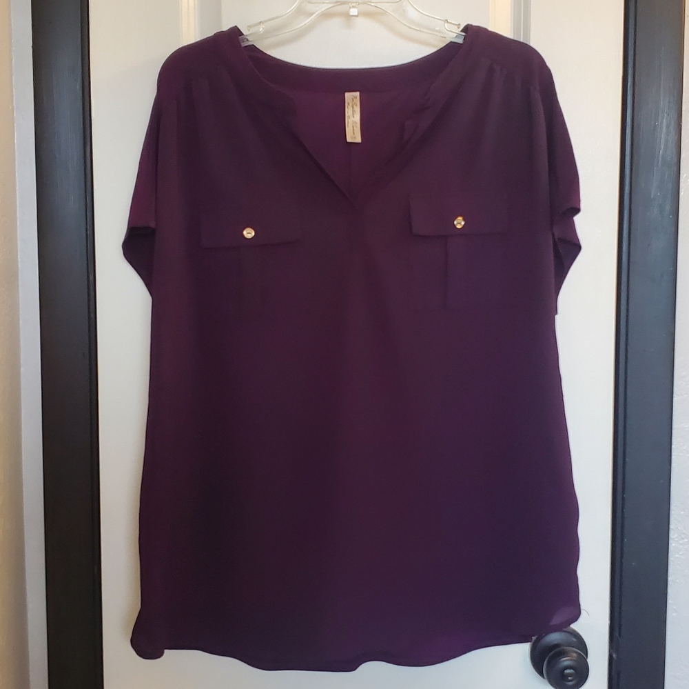 Deep Purple Woman's shirt - sz 1X - PerSeption Women